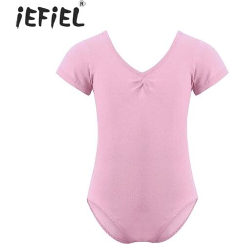 Ballerina Leotard Kids Girls Short Sleeves See Through Sheer Floral Lace V-Shaped Back Ballet Dance Costume Gymnastics Jumpsuit