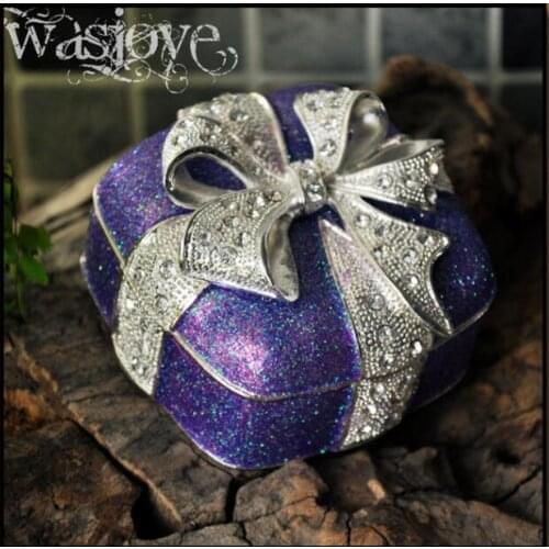 European-style blue gift box shape metal ring box jewelry box vintage metal jewelry display necklace box Z014