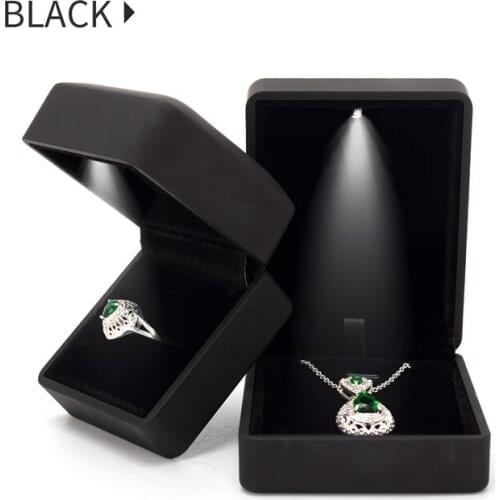 High Quality Black Led Female Ring Jewelry Display Storage Box For Earring Pendent Bracelet Showcase Jewellery Holder Lover Gift