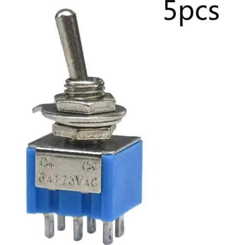 High quality copper feet 5 Pcs ON-ON MTS-202 6Pin 2 Position Mini Latching Toggle Switch SPDT AC 6A/125V 3A/250V MTS202