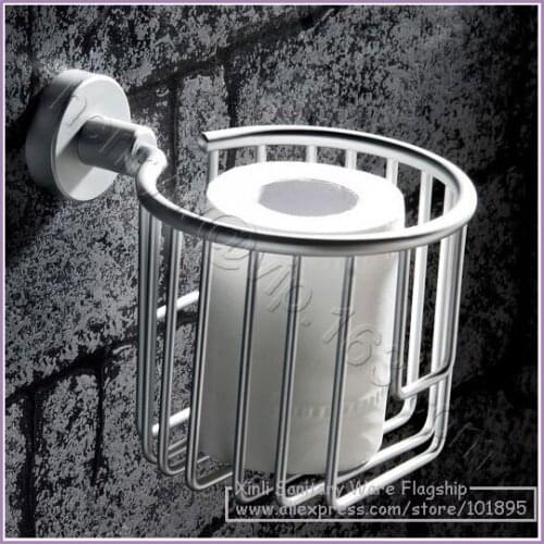 X16460- Luxury Wall Mounted Aluminium Bathroom Accessories Including Toilet Tissue Basket Holder with Towel Ring and Soap Holder