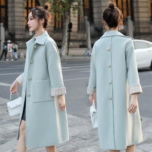 Spring New Woolen Coat Women 2021 Korean Slim Wool Overcoat Coats Woman Hepburn Woolen Coat Long Winter Warm Parka Jacket