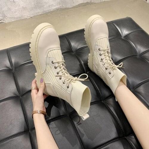 Winter Women Ankle Boots Patent Leather 4cm Heel Keep Warm Lace Up Platform Boots For Woman Women Shoes Botas
