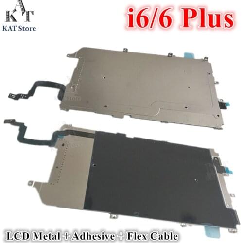 1Pcs LCD Screen Back Metal Plate with Home Button Extend Flex Cable Preinstalled Replacment for iPhone 6 6G 6 Plus 4.7" 5.5"