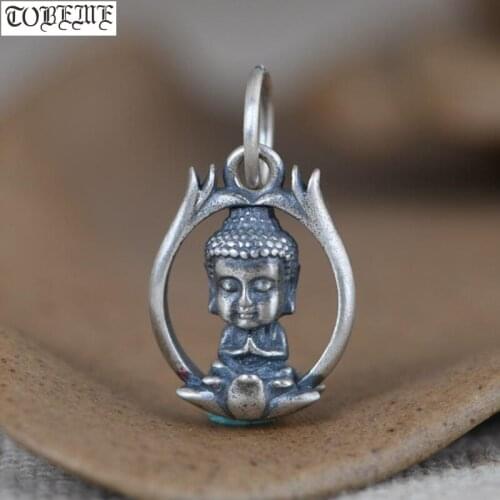 100% 925 Silver Tibetan Little Buddha Pendant Buddhist Sakyamuni Buddha Pendant Tibetan Women Pendant Good Luck Amulet