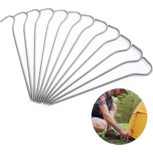 12Pcs 18cm Alloy Silver Tent Pegs Outdoor Traveing Hiking Camping equipment High strength wind resistance Tent pile Ground Pin