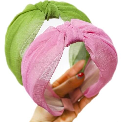 2020 Solid Thin Mesh Bezel Hair Bands For Women Hair Clips Knot Turband Headband Hairband Girls Hair Accessories Bandeau Cheveux