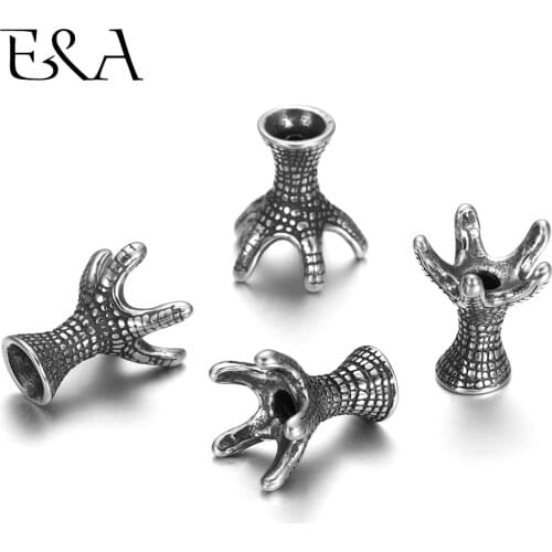 4pieces Stainless Steel Spacer Beads 2mm Hole Thalami Sliders Claw Charms for Beaded Bracelet Jewelry Making DIY Accessories