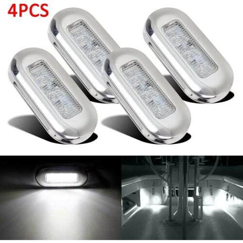 4pcs Boat Courtesy Lights Marine Grade 24V Large Waterproof Cool Blue LED Courtesy Lights Stair Deck Lamp boat lightings