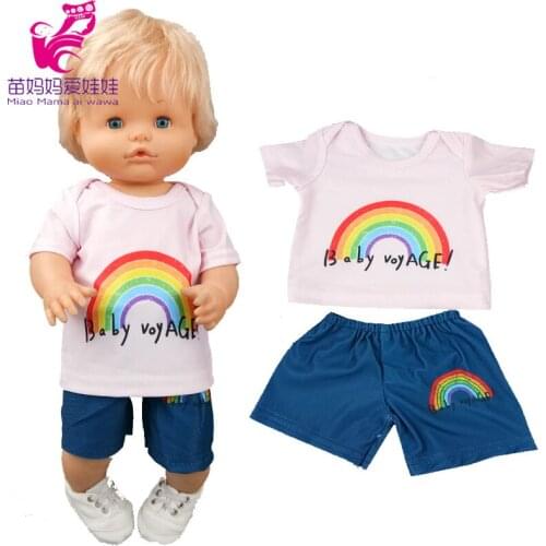 40cm Nenuco doll clothes rainbow shirt pants Ropa y su Hermanita 17 inch baby dolls summer shirt