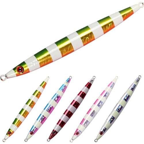 5PCS Deep sea Fishing Glow Luminous Stripe Jigging Quick sinking bait Jig Lure Jigbait spoon baits 100/150/200/250/300/400g