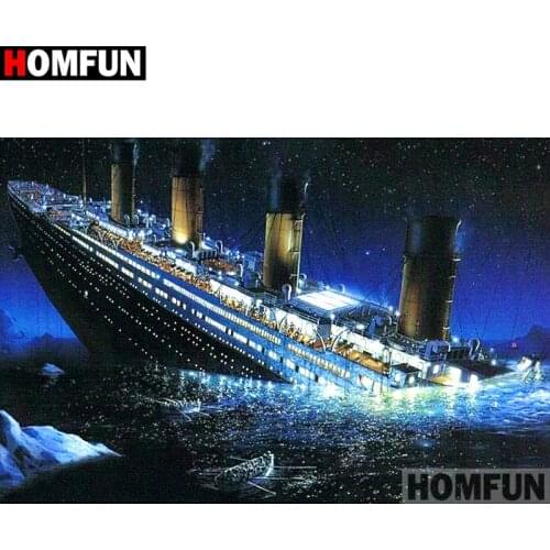 HOMFUN Full Square/Round Drill 5D DIY Diamond Painting "Boat scenery" Embroidery Cross Stitch 5D Home Decor Gift A17080