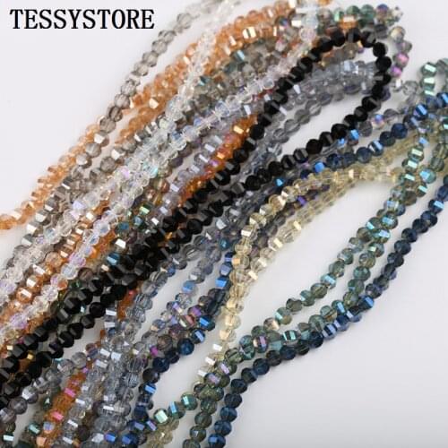 4mm Austria Color Cut Faceted Crystal Beads Loose Spacer Square Shape Glass Beads For Jewelry Making Bracelet Accessories