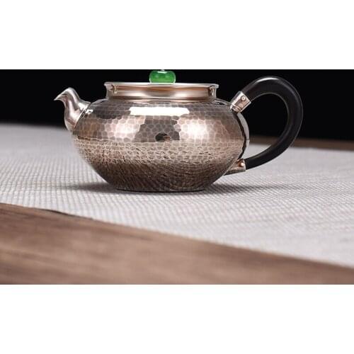 Ag999 Sterling Silver Teapot Specular Kitchen Utensils Built-in Filter Handmade Coffee Tea Pot