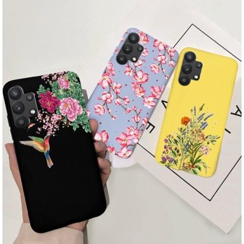 Artificial flowers Painted Cover For Samsung A32 Case SM-A325F Liquid Silicone Phone Cases For Fundas Samsung A32 4G 5G A 32