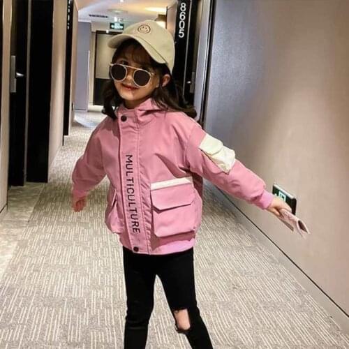2021 Spring Autumn Girls Warm Waterproof Windproof Jackets Big Pocket Girls Coats Child Hooded Children Outerwear For 3-12 Years