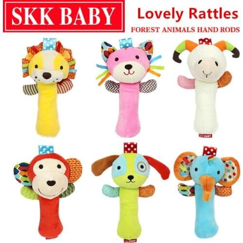 20cm Infant Baby Rattles Crib Stroller Toy Plush with sound Cat dog early educational Monkey Lion Bed Baby Play