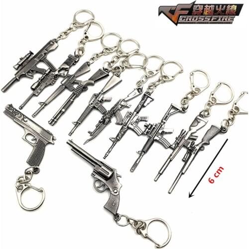 Game CSGO Keychain CF AK Rifle Gun Weapon Counter Strike Cross Fire AK47 Keyring Key Chains Ring PUBG Pendant Jewelry Wholesale