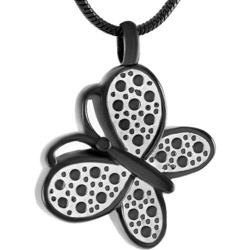 IJD9333 Butterfly Stainless Steel Cremation urn,Black Plating Cremation Jewelry in Pendant Necklaces Wholesale or Retail