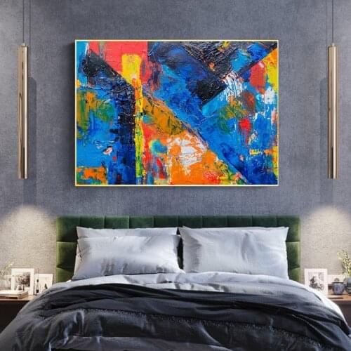 Large Size Printing Oil Painting Abstract Red Blue Wall painting Decor Wall Art Picture For Living Room Painting No Frame