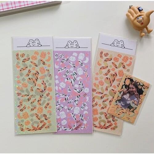 Kawaii Cat Ribbon Laser Stickers Decorative Hand Account DIY Diary Scrapbooking Album Collage Korean Cute Stationery Sticker