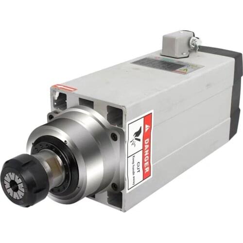 Square air cooled spindle motor 6kw 380V 18000rpm 300HZ with ER32 collet for CNC Wood Router