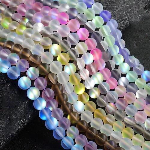 Frosted Crystal Synthesis Glitter Round Loose Beads Moonstone For Jewelry Making Diy Bracelet Necklace 6mm 8mm 10mm
