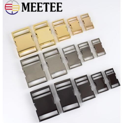 Meetee 2pcs 10-49mm Metal Quick Side Release Buckle Clasps Bag Strap Purse Clip Clasp Webbing Adjust Hook belt buckles Accessory