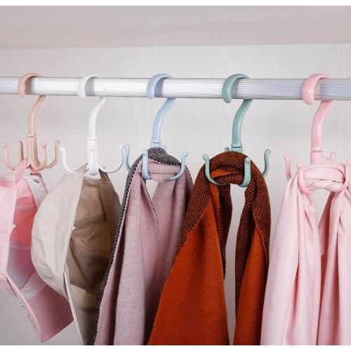 Multi-use Tie Rack Scarves Hanger Belt Handbag Hat Rack Clothes Organizer Closet Shelf Rotatable Storage Hooks Household