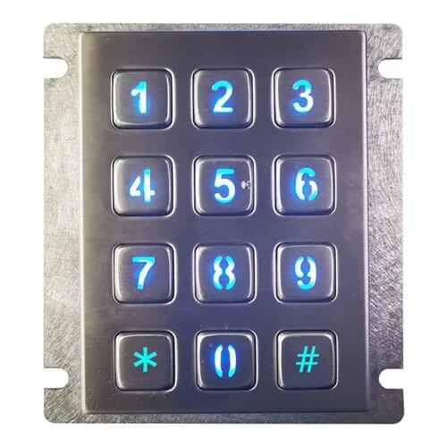 Outdoor 12 Keys 3X4 Matrix USB ATM Kiosk Access Control LED Backlit Backlight Industrial Metal Numeric Keypad