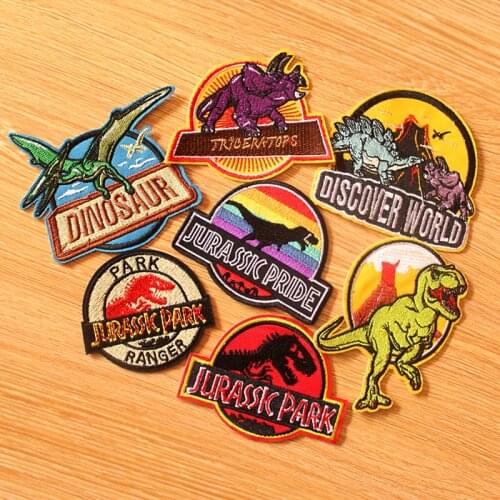 Nicediy Jurassic Park Patches Embroidered Patch For Clothing Dinosaur Patch Iron on Patches On Clothes Sticker Badge C