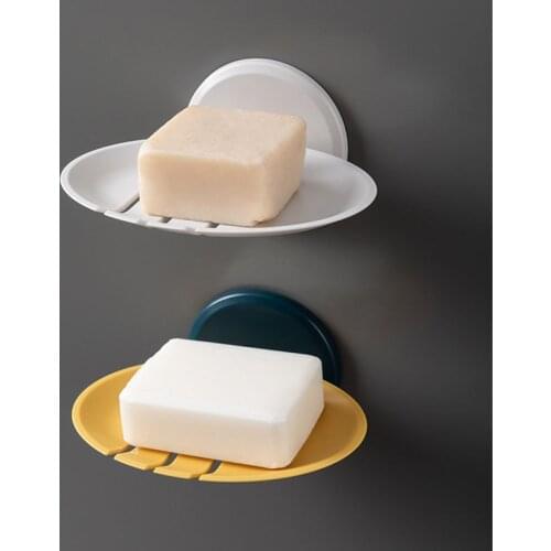 Soap Rack No Drilling Wall Mounted Soap Holder Sponge Dish Bathroom Accessories Soap Dishes Self Adhesive Home Decor