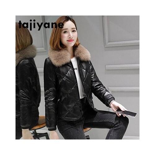 Real Genuine Leather Jacket Women Clothes 2021 Korean Vintage Fox Fur Collar Sheepskin Down Coat Tops Chaqueta Mujer ZT3539