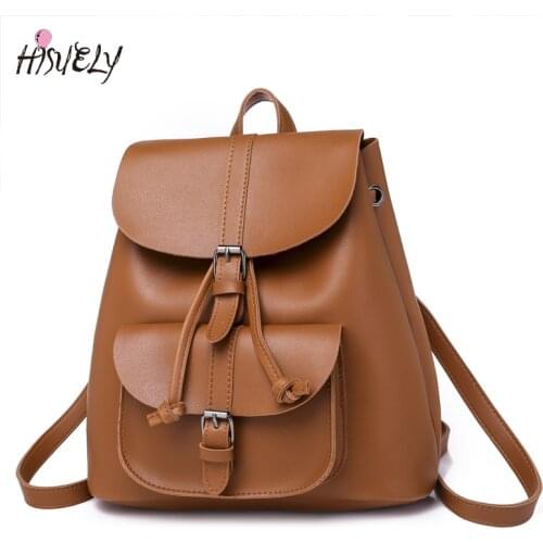2021 New Arrival Fashion PU Leather Backpacks Trendy Female Drawstring Travel Bags Retro School Bags Women High Quality Rucksack