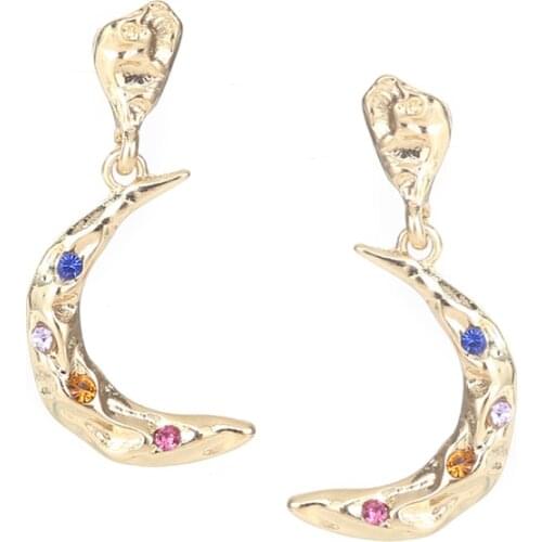 New Fashion Jewelry Gold Color Moon Shape Small Drop Earrings for Women