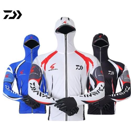 Daiwa Clothes Fishing Shirt Jacket Ice Silk Quick Dry Sports Clothing Sun Protection Face Neck Anti-uv Breathable Fishing Hooded
