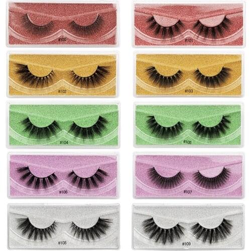Wholesale 100-109 3d Mink Hair Lashes Color Base Natural Faux Mink False Eyelashes Mix Styles Makeup accessories in Bulk
