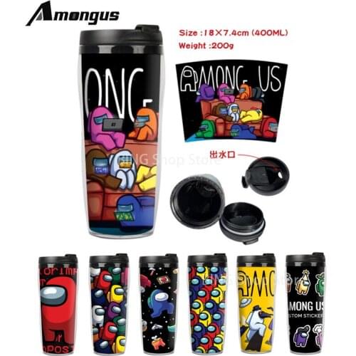 400ml Among Us Game Surrounding Student Water Bottle Children Outdoor Drinking Cup Cartoon Anime Double Insulated Plastic Cup