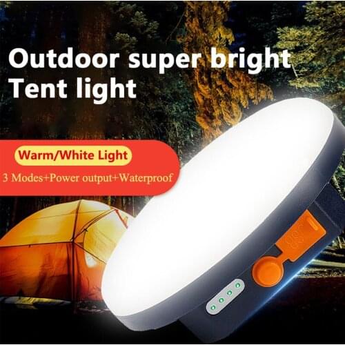 Portable LED Tent Light Rechargeable Lantern Emergency Night Market Light Outdoor Camping Bulb Lamp Hook Flashlight Power Bank