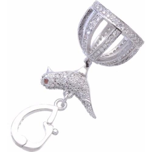 Jewelry Making Supplies High Quality Metal Copper Bird Below Crown Charms Tassel Bead Caps Paved Zircon crystal Jewelry Findings