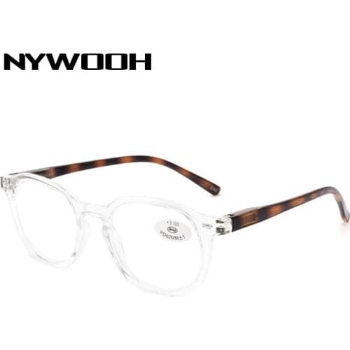 NYWOOH Transparent Reading Glasses Men Women Fashion Rice Nails Round Eyeglasses Prescription Unisex Diopter +1.0 1.5 2.0 3.5