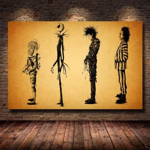 Romantic Edward Scissorhands Canvas Paintings Classic Movie Poster and Prints Living Room Decor Bedroom Decoration Canvas Art