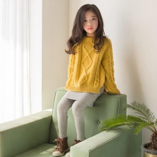 Girls Sweater Kids Babys Coat Outwear 2021 Yellow Thicken Warm Winter Autumn Knitting Tops Pure Cotton School Childrens Clothi