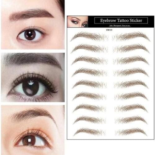 4d Eyebrows Tattoo Sticker Water Transfer Hair-like Eye Brow Tattoo Stickers Long Lasting False Eyebrow Enhancers