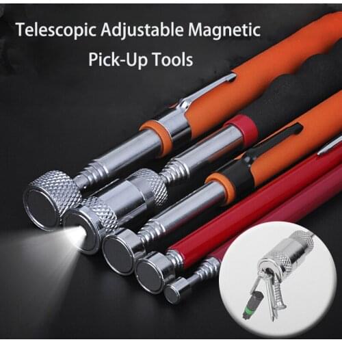 Telescopic Magnetic Pen with Light Mini Portable Magnet Pick Up Tool Extendable Pickup Rod Stick for Picking Up Screws Nut Bolt