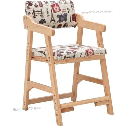 Solid Wood Childrens Learning Chair Primary School Students' Lifting Writing Chair Chair Adjustable Armchair Correction Stool