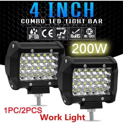 TWISTER.CK 200W 4" LED Combo Work Light Bar Spotlight Off-road Driving Fog Lamp for Truck Boat