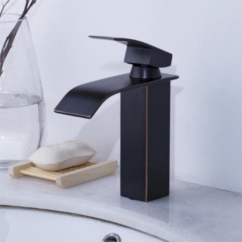 Waterfall faucet bathroom grifo lavabo High Quality Deck Mounted Black ORB Basin taps Cold & Hot Bathroom sink mixer Faucets