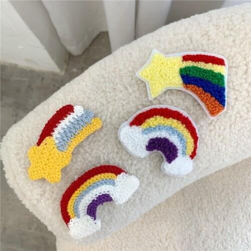 Knitting Rainbow Hair Clip for Kids Girls Fashion 2020 Knitted Hairpins Baby Girl Hair Accessories Korea Barrettes Cute Headwear