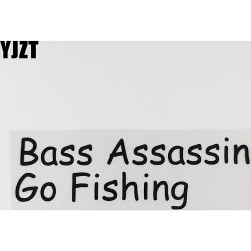 YJZT 17.3CM*5.4CM Interesting BASS ASSASSIN GO FISHING Vinyl Decal Car Sticker Black/Silver 13D-0034